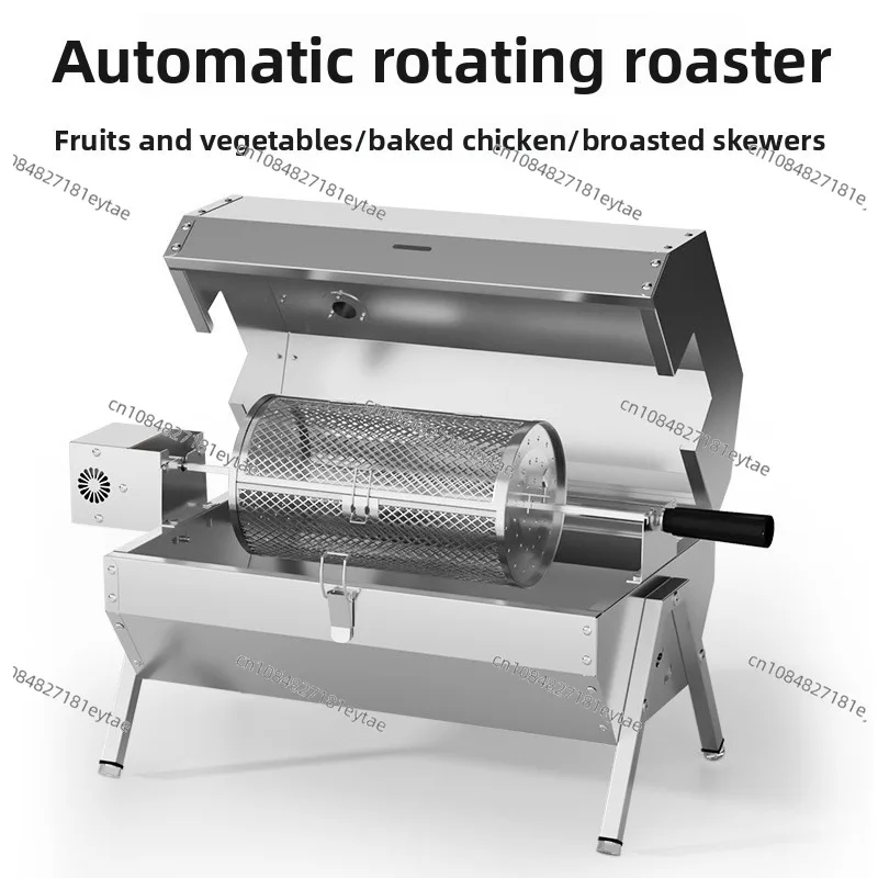 

Portable Automatic Rotating Charcoal BBQ Grill Tabletop Stainless Steel Outdoor for Picnic Garden