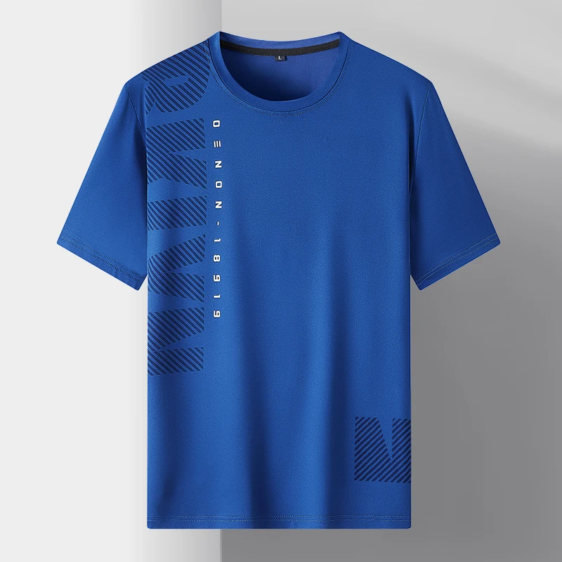 

Мужская футболка из ледяного шелка, летняя, тонкая, дышащая, для бега и фитнеса, модная, влагоотводящая...
