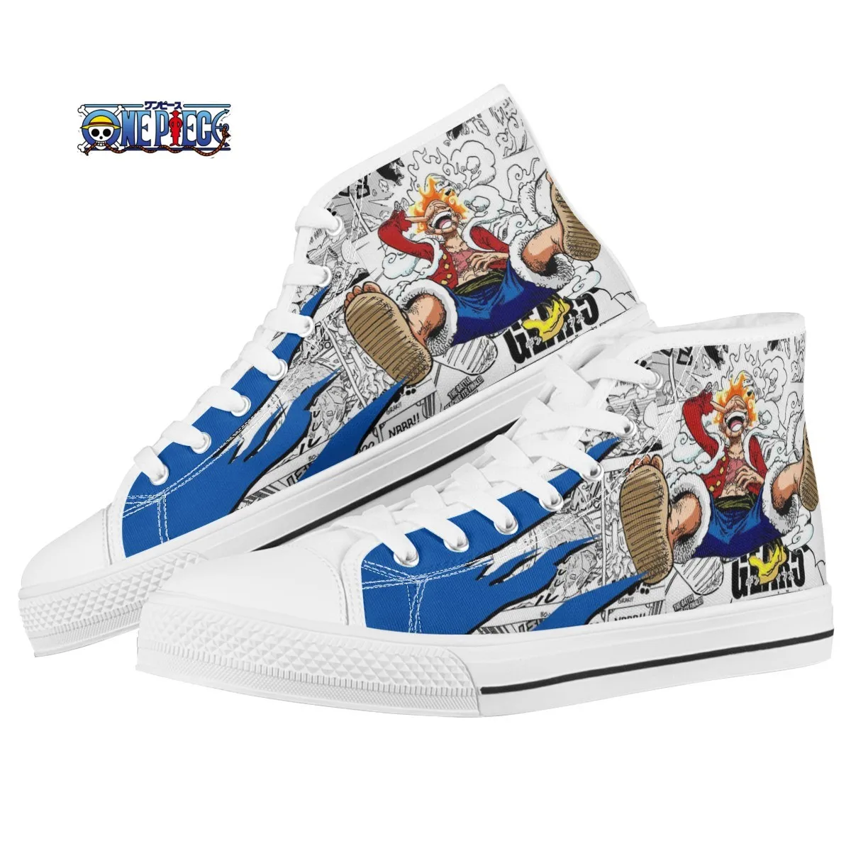 New Anime One Piece Luffy Canvas Sneakers Casual Shoes Basketball Shoes Cartoon Printing Comfortable Flat Shoes Birthday Gift