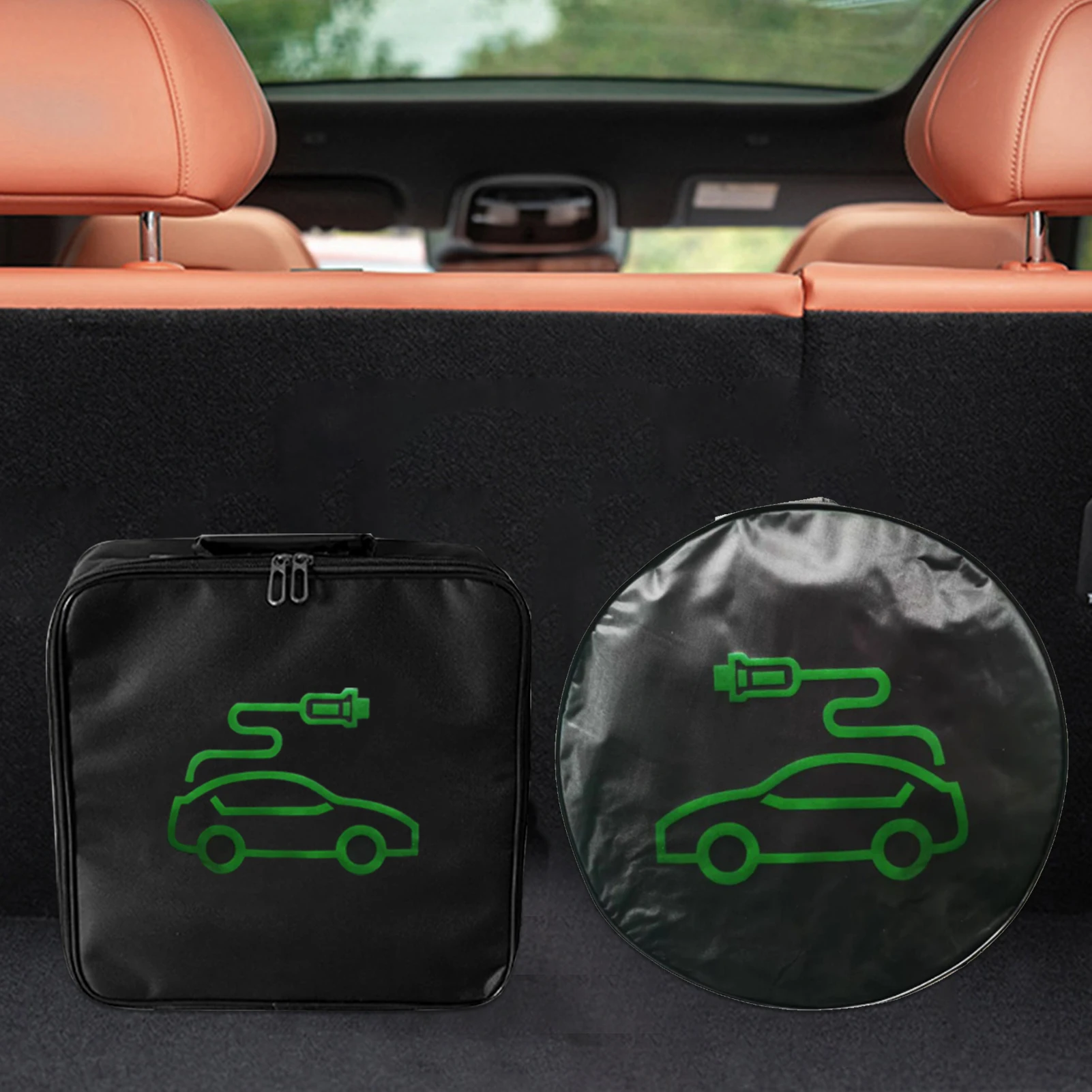 420D/820D Oxford Cloth EV Car Charging Cable Storage Carry Bag For Electric Vehicle Charging Cable Bag Shockproof Round/Square