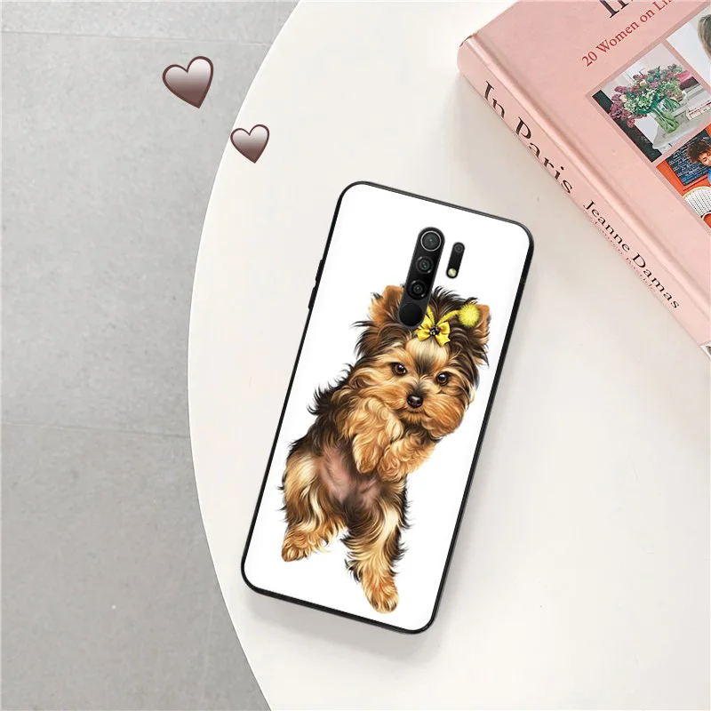 Black Matte Anti-Drop Phone Case For Xiaomi Mi 11 11T 10 10T Lite Note 10 Yorkshire Terrier Dog Redmi 8 8T 7 K40 K50 K60 Cover