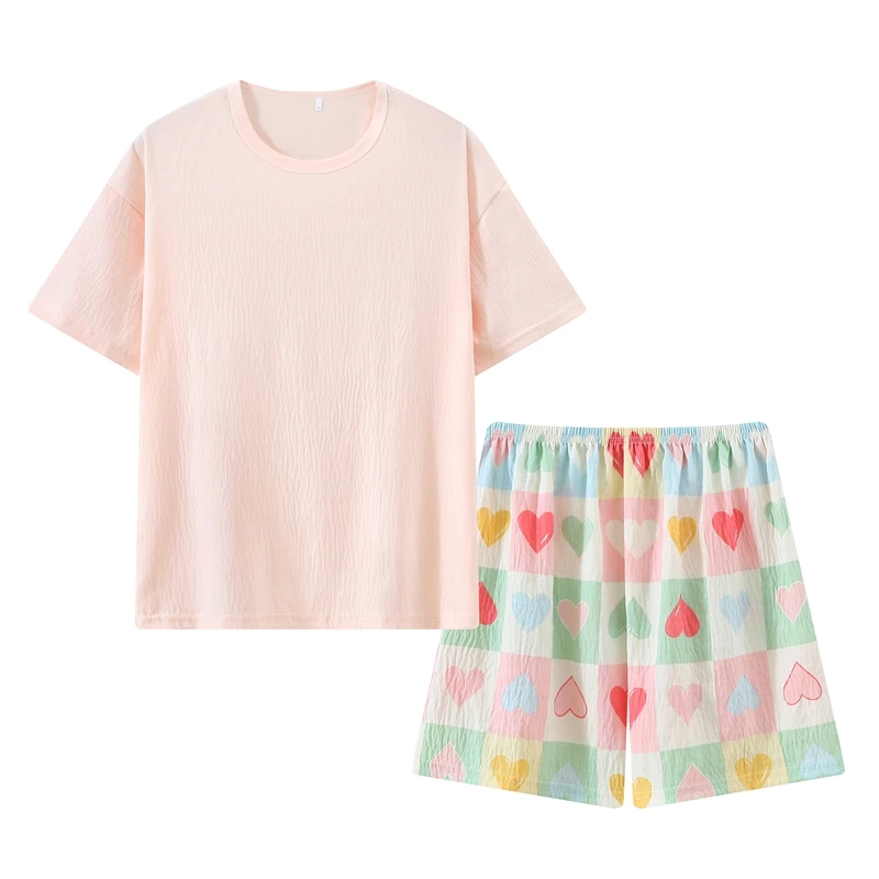 

2026 Women's Summer Sleepwear Set Short Sleeve Two-Piece Pants Lightweight Comfortable Breathable Sweet Style Soft Home Clothes