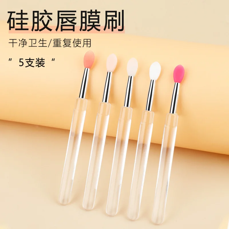 Cepillo de silicona suave para labios Aplicar el lápiz labial y agregar brillo a la sombra de ojos 5 colores disponibles
