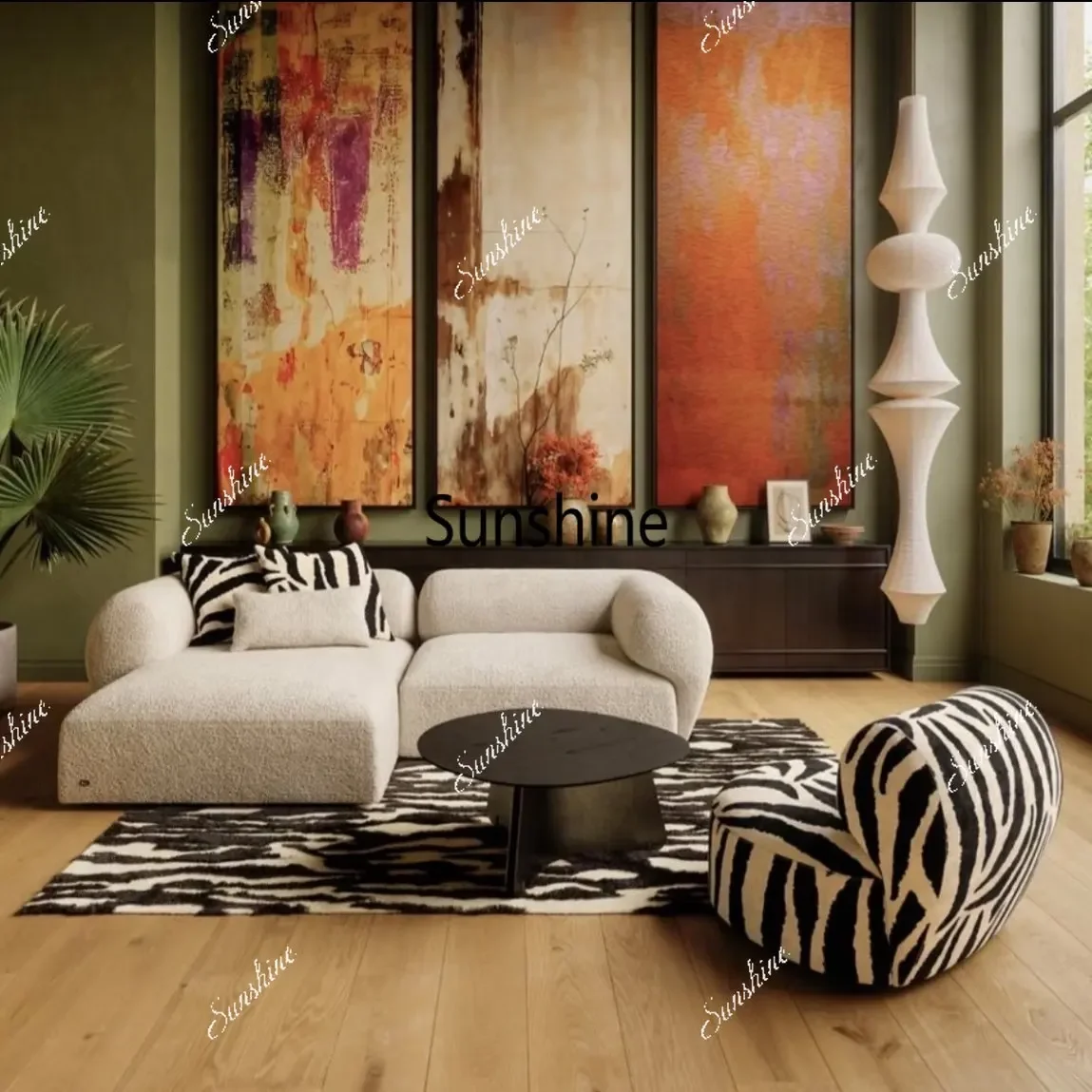 YYItalian minimalist fabric sofa small apartment module living room homestay wind lazy