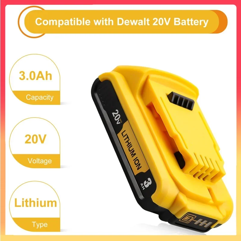 20V Battery 3.0Ah DCB201 Li-ion Battery For Dewalt Max Tools DCB205 DCB206 DCB204 DCB203 DCB182 DCB180 DCB230 DCD DCF DCG Series