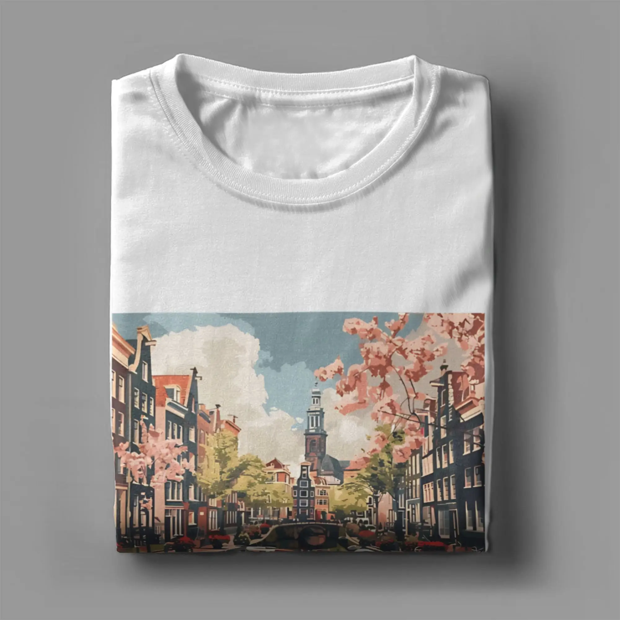A Vintage Travel Illustration of Amsterdam Netherlands T-Shirt Beach Fashion T-Shirts Couple Cotton Breathable Plus Size Clothes view 4