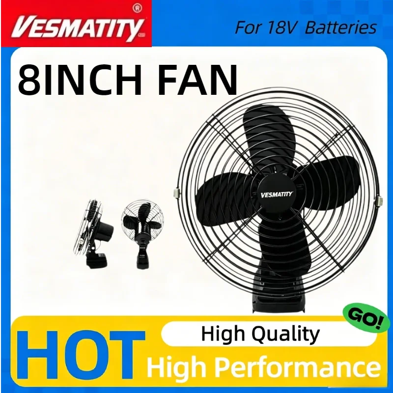 Cordless Portable Metal Camping Fan Strong Wind Desktop Outdoor Fishing Cooling Fan For Makita Battery