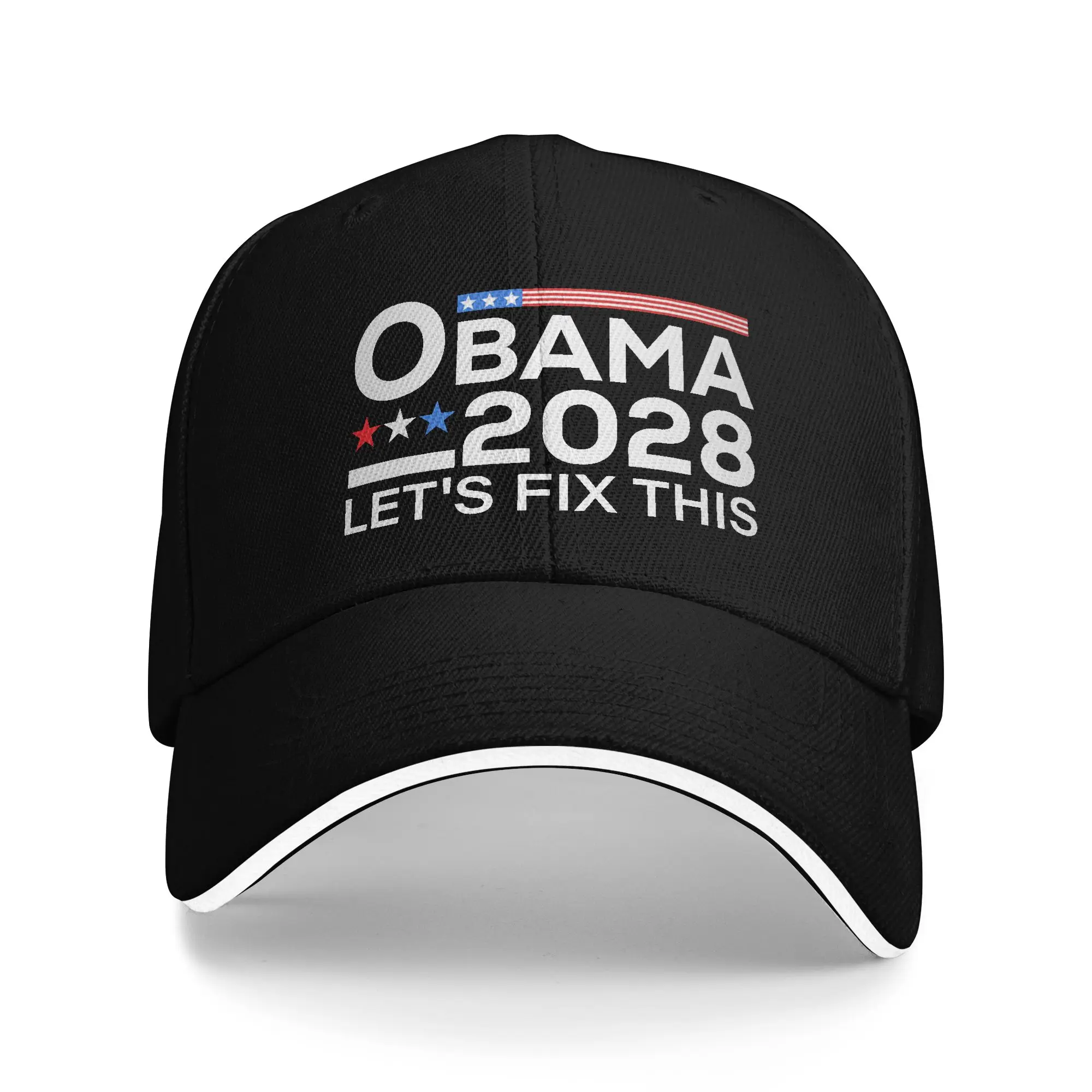 Obama 2028 Since Rules Don't Exist Anymore Sandwich Baseball Caps Classic Polyester Satire Headwear Unisex Outdoor Adult Hats