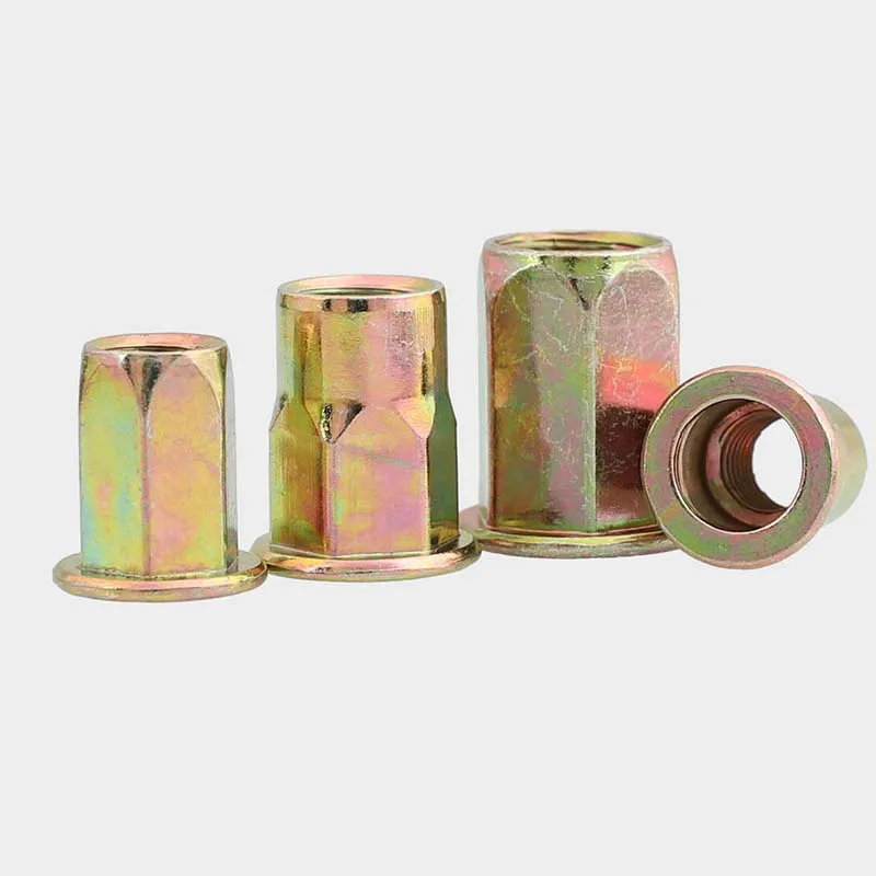 4/20pcs Color Zinc Hex Rivet Nut Galvanized Flat Head Full Hex Half Semi Hex Blind Rivet Nut Insert Nut M3 M4 M5 M6 M8 M10 M12