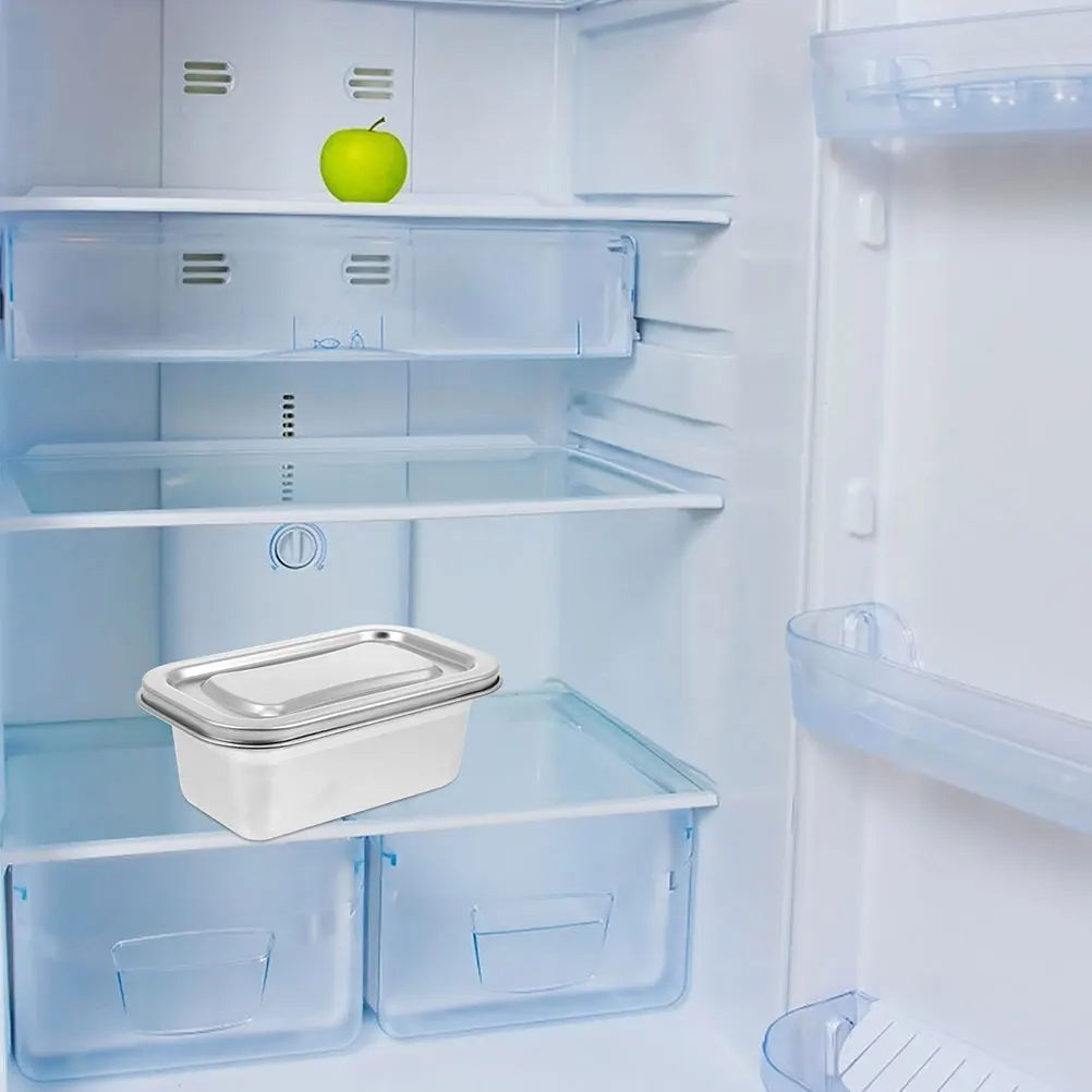 

2pcs Stainless Steel Refrigerator Storage Box Set Ice Cream Food Container Kids Lunch Box Fresh Keeping Case for Fridge