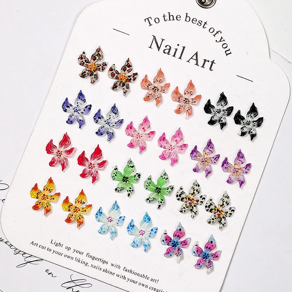 50 pezzi di fiori in acrilico morbido per nail art, accessori, parti in resina per la decorazione delle unghie, design, forniture per manicure, materiale giglio