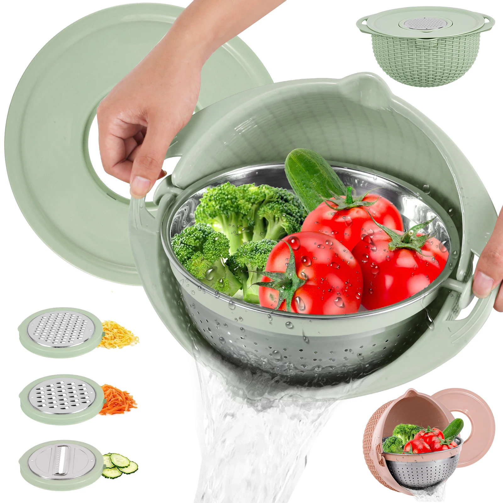 Rice Sieve Plastic Colander Kitchen Drain Basket Vegetables Fruits Washing Storage Basket Food Strainers Bowl Kitchen Tools