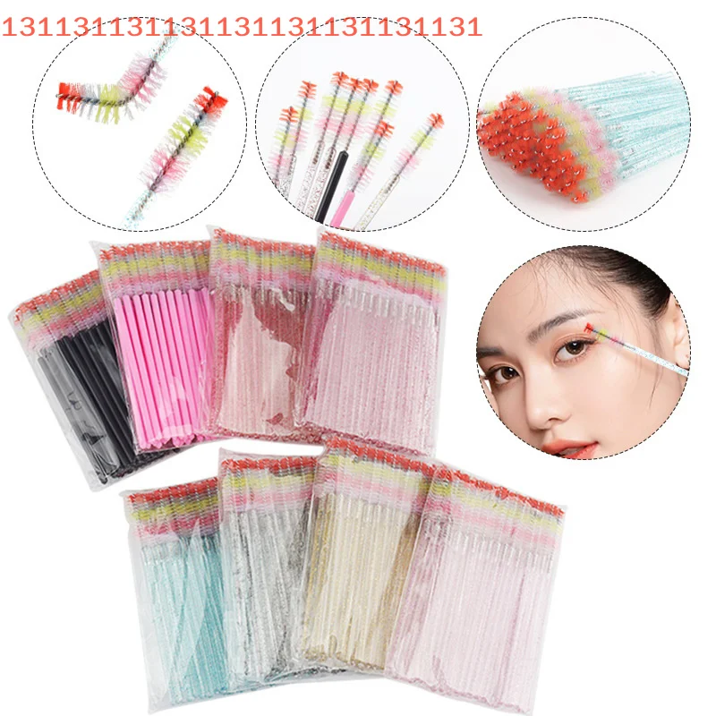 50 قطعة المتاح الملونة كريستال رمش فرشاة مشط المهنية رموش تمديد عصي الماسكارا ماكياج الجمال أداة #5