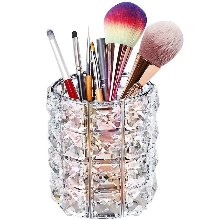 1Pcs Metal Nail Brush Makeup Brush Holder Crystal Pen Pencil Container Comb Brushes Organizer Jewelry Storage Box