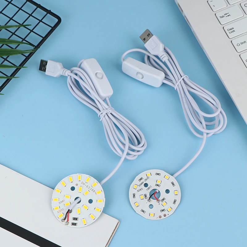 New 1Pc DC5V Dimmable 48/55MM LED  SMD5730 LED Lamp USB Dimmer 5W 10W Light Board White Warm Light With ON/OFF Swicth Cable