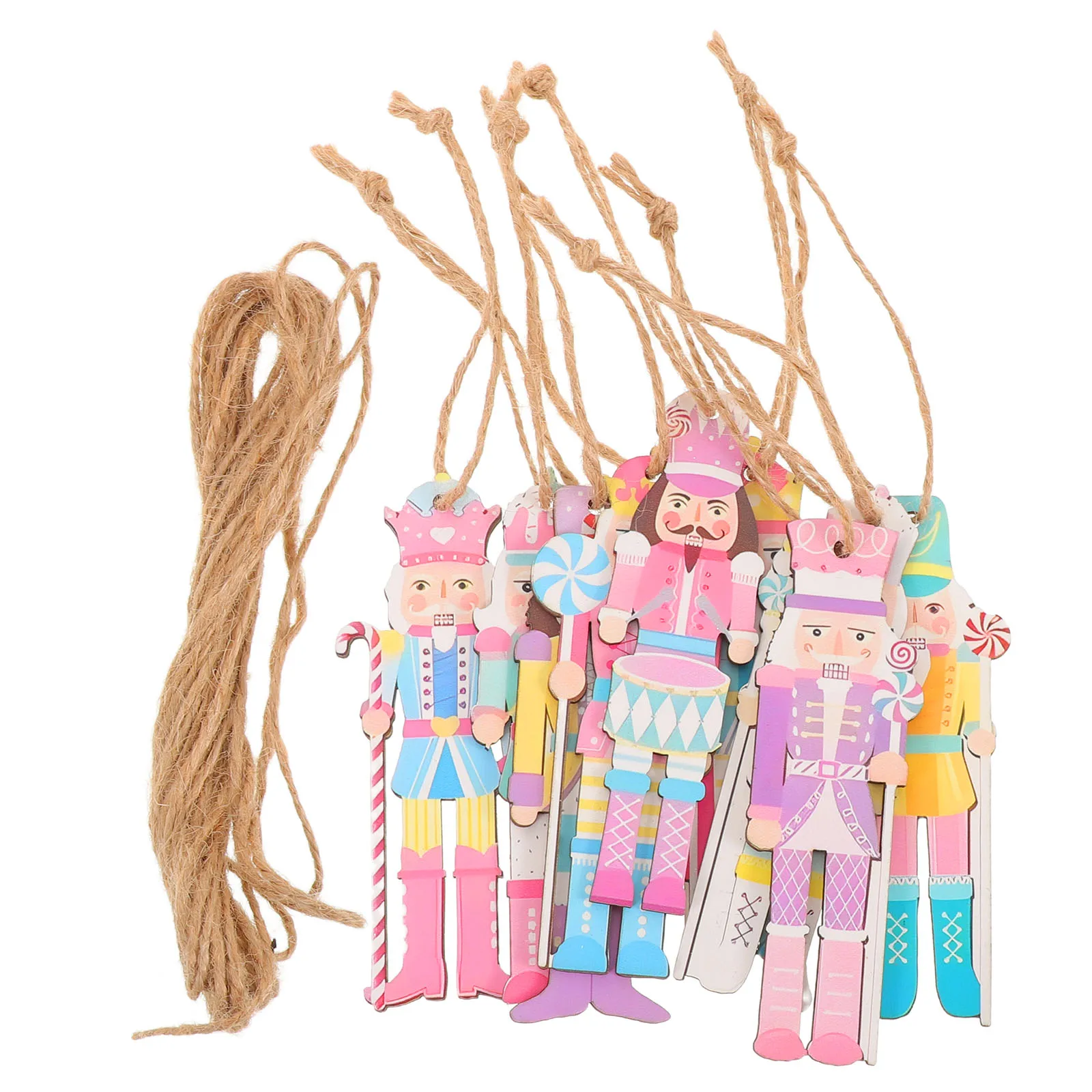 18pcs Nutcracker Pendant Wooden Christmas Decorations Miniature Ornaments Set Tree Desktop Holiday Display Easy Assembly