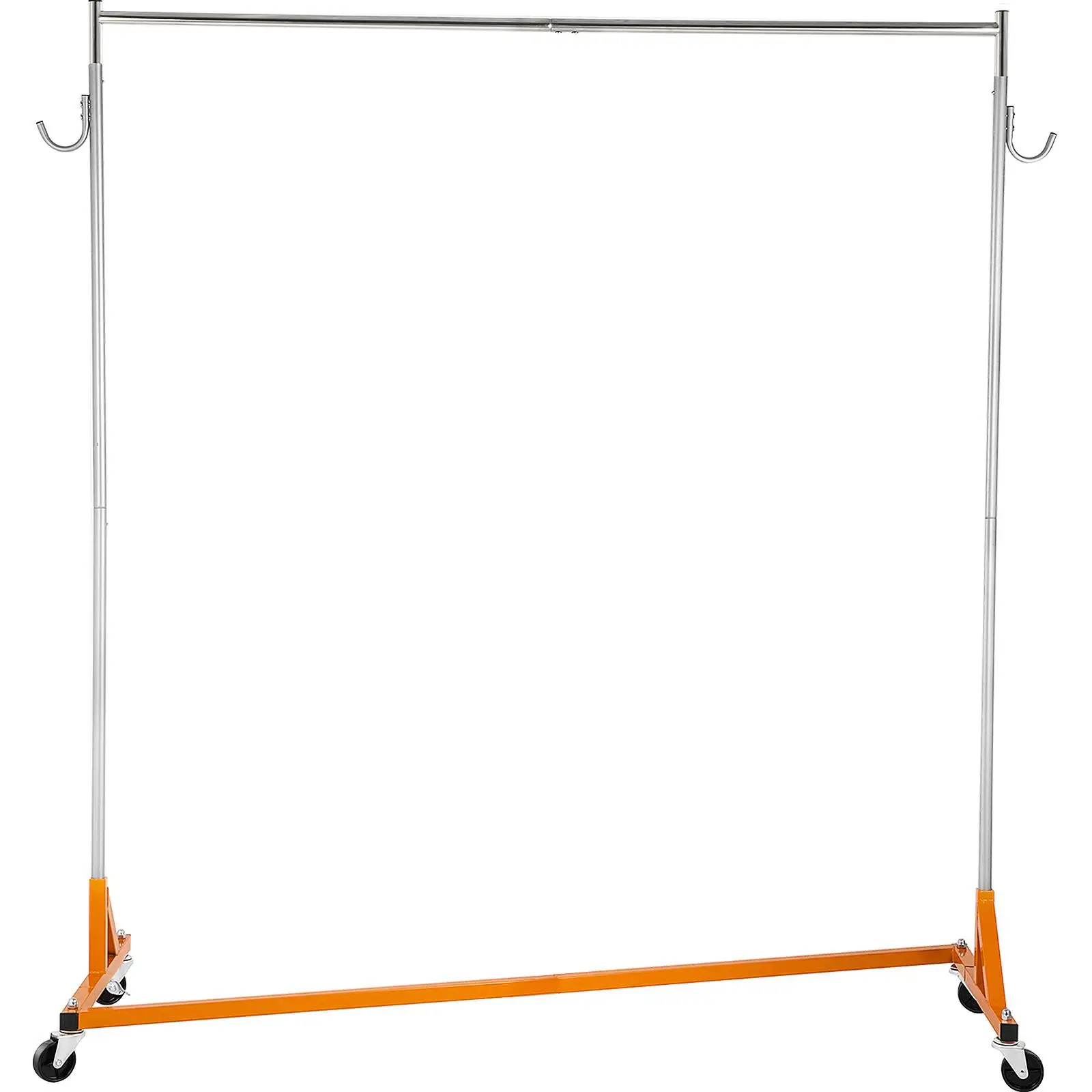 Industrial Grade Z Base Garment Rack Rolling Steel Clothing Display Rack with Lockable Casters for home Store Commercial Use Orange