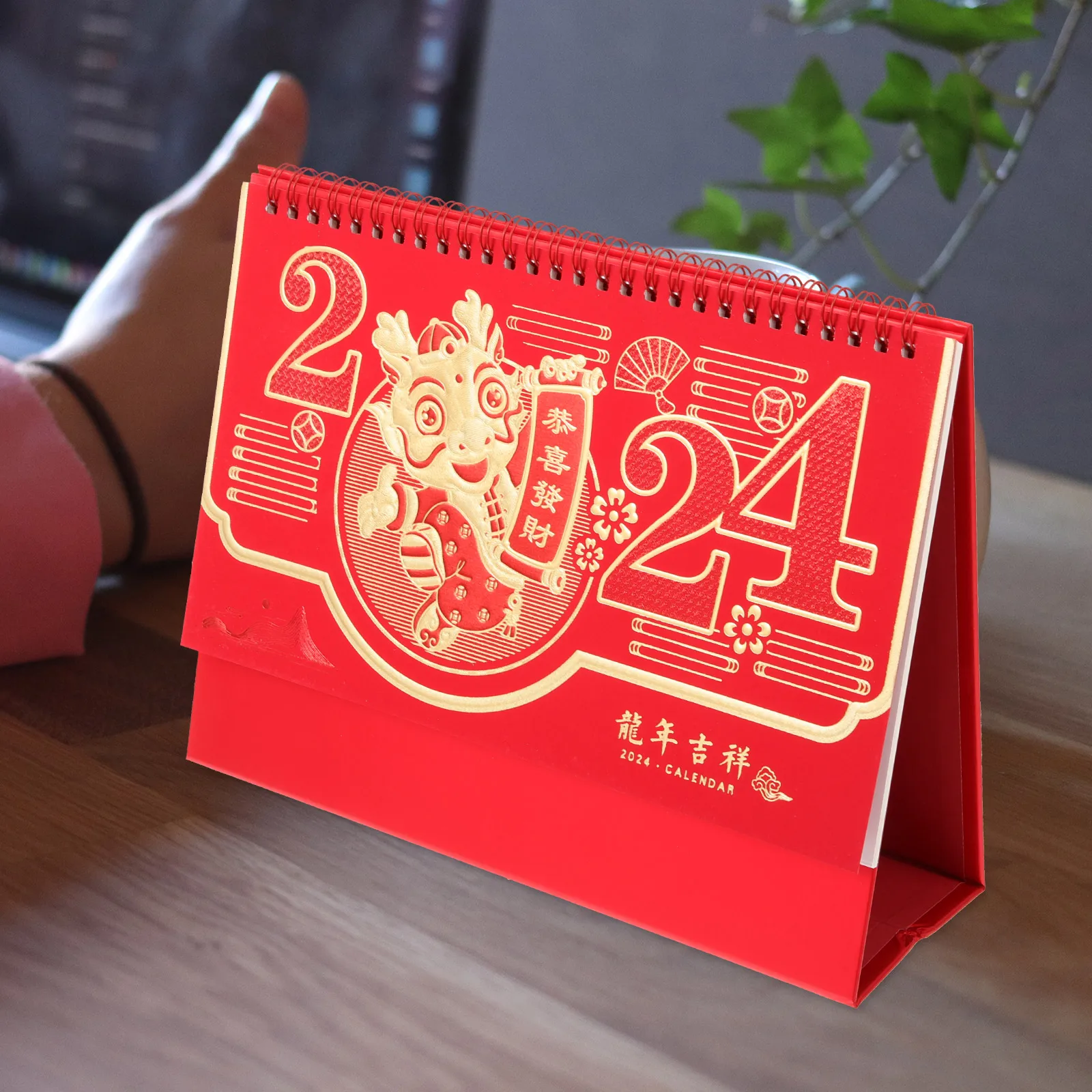 

2024 Desk Calendar Table Manual Rotating Desktop Large Chinese New Year Calendars Style Monthly Planner
