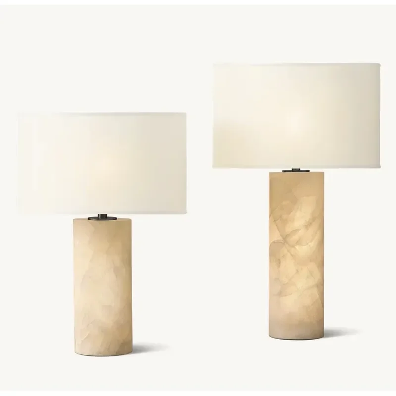 Elegant Natural Snowflake Stone Table Lamp for Bedroom and Living Room American Style Marble Design Decorative Light Fixture
