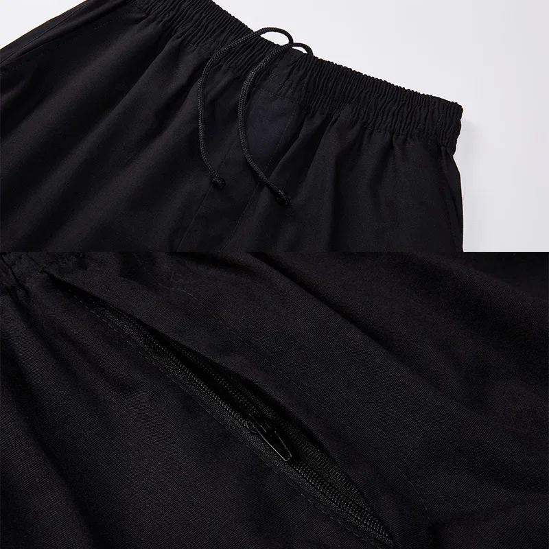 Schwarze Unisex-Chef-Service-Kochuniform, Chef De Partie, Chefkoch, lange Hose, elastische Restaurant-Food-Service-Uniform