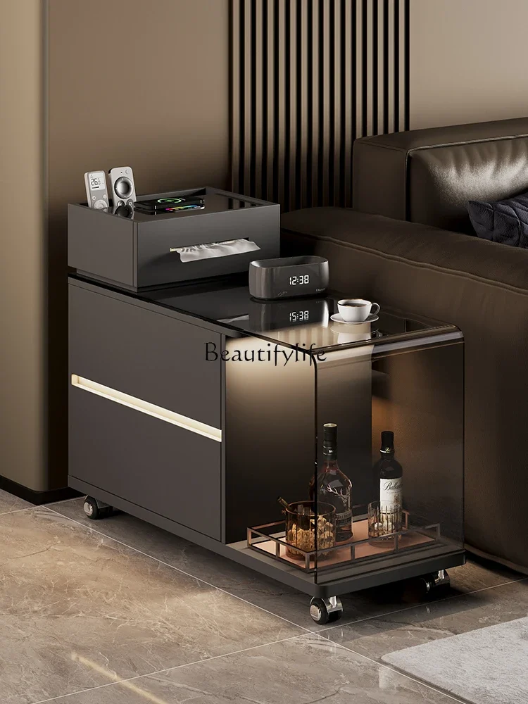 

FG10*Italian minimalist sofa side few solid wood side cabinets removable drawer cabinets