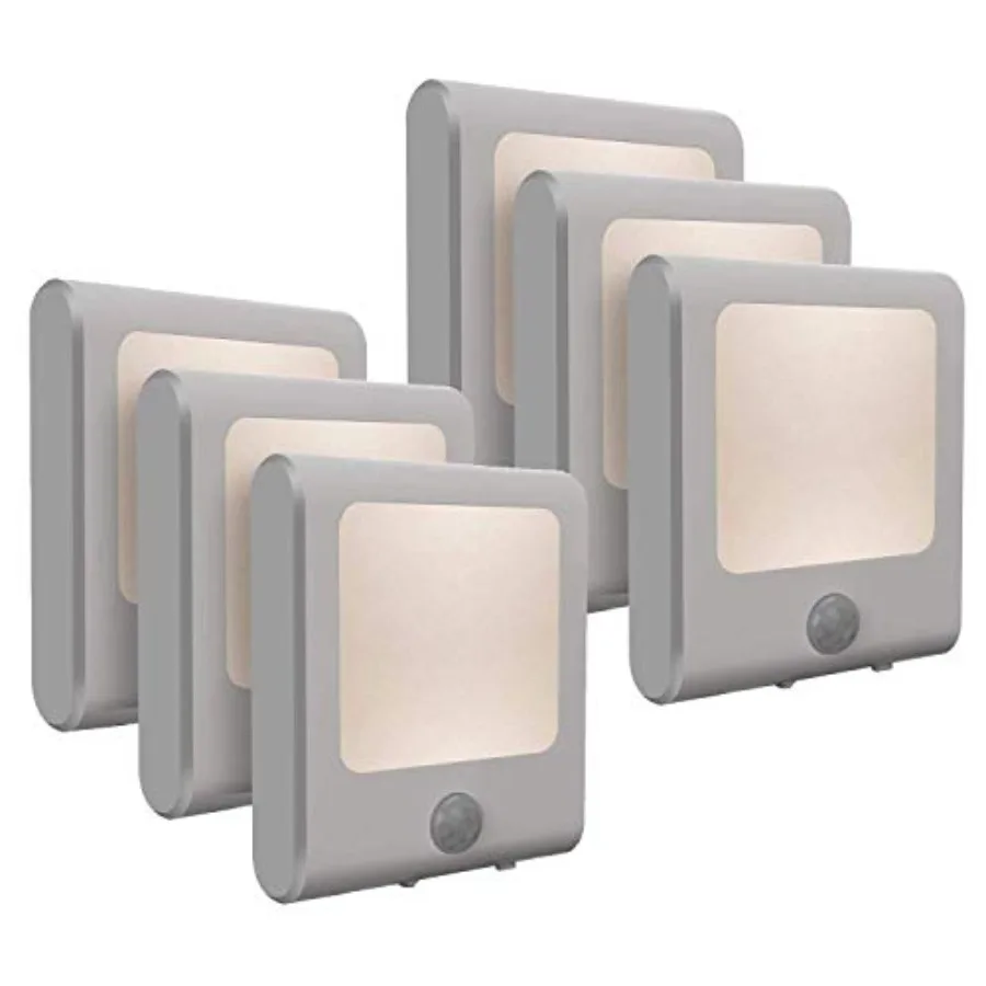 

6 Pack Motion Sensor Dimmable LED Night Light Plug in Nightlight with Auto Dusk to Dawn Sensor Adjustable Brightness Warm White