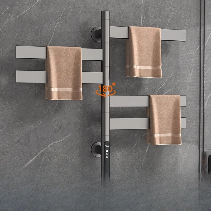 

Rotary electric towel rack Intelligent dehumidification Household bathroom Carbon fiber electric heating drying rack No punching