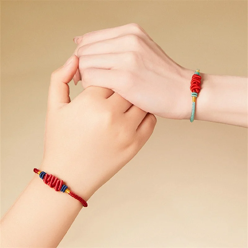 Bracelets à breloques chinois porte-bonheur tissés à la main pour les examens, bracelets de poisson en ULrouge et bleue, cadeau unisexe pour les amis et les amoureux