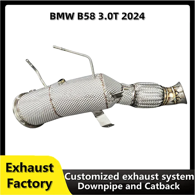 For BMW B58 3.0T 2024 high flow performance exhaust system catted/catless downpipe exhaust header with heat shield