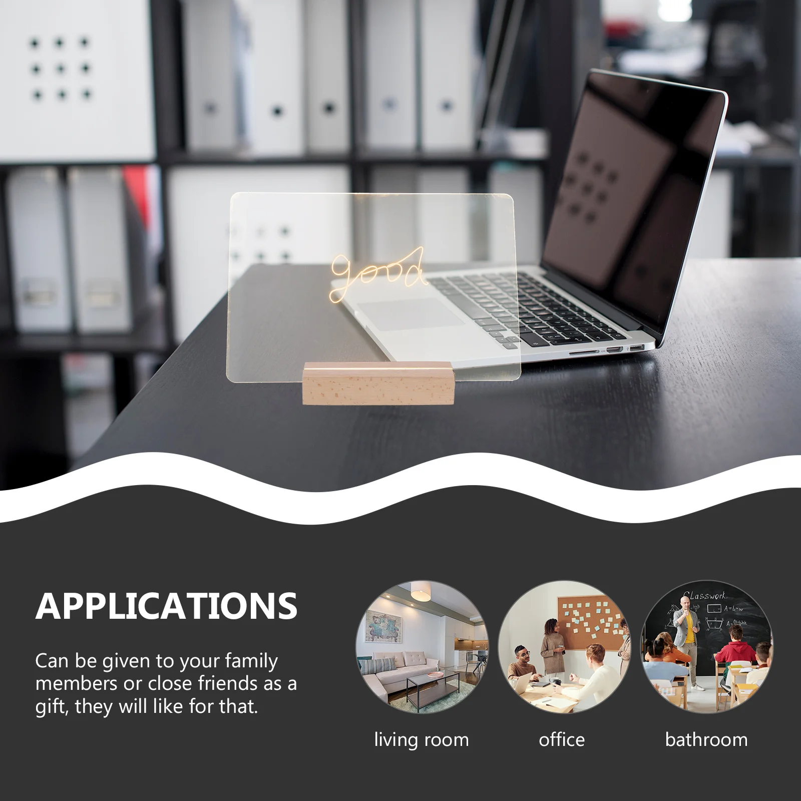 1 Set Acrylic Message Night Light Writing For Office Home School Use Erasable Note Board Whiteboard Display Board