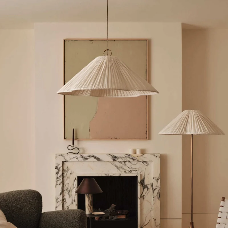 French Retro Pleated Fabric Pendant Lights Modern Hight End Illumination Luminaire Living Room Bedroom Restaurant Lamps Fixtures