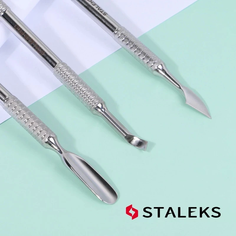 1pc STALEKS Stainless Steel Manicure Double-head Non-slip Dead Skin Push Not Hurt Nails Profession Cuticle Pusher Nail Art Tool