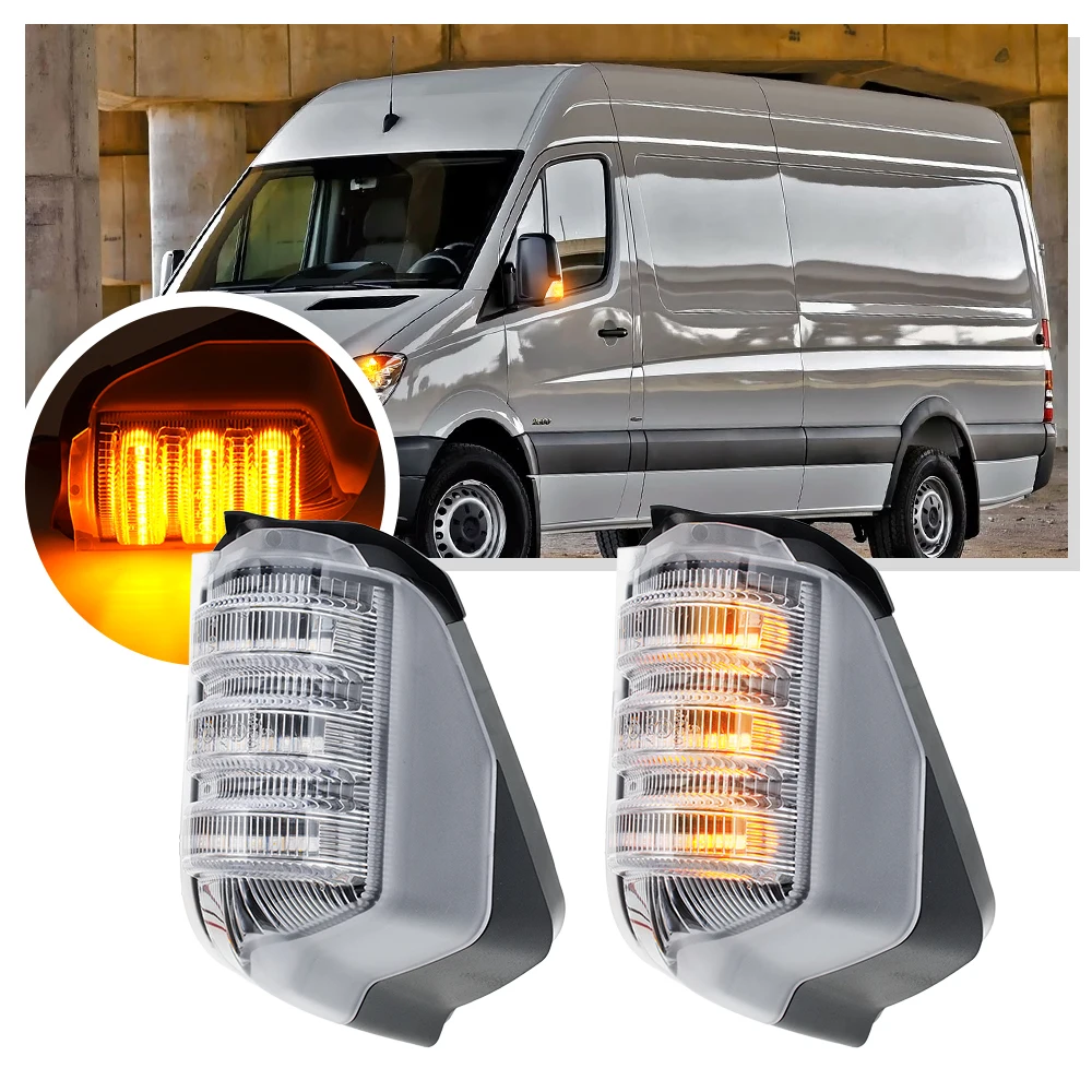 

For VW Crafter 2006-2016 MAN TGE 2017 BENZ Sprinter W906 BR907 LED Outside Rearview Wing Door Side Mirror Turn Signal Light