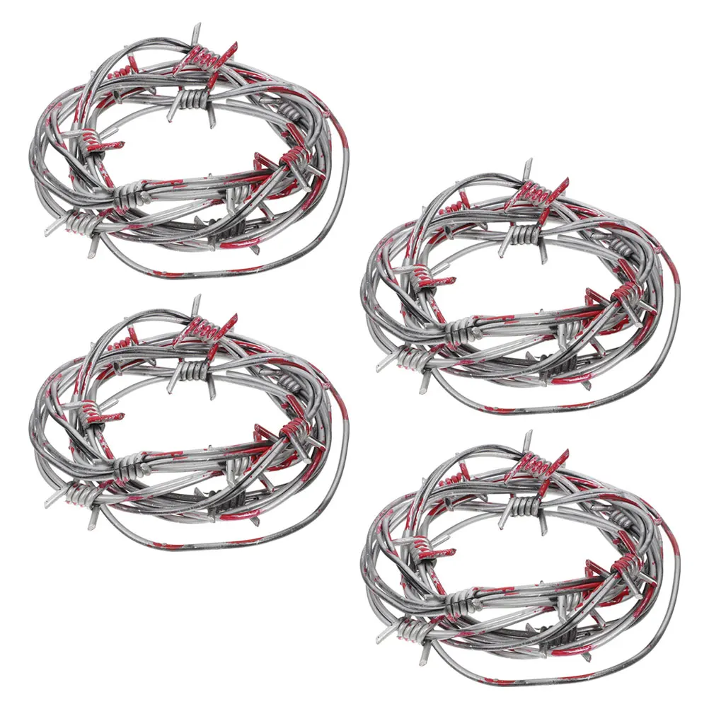 

4pcs Simulation Barbed Wire Chain Realistic Plastic Halloween Party Props Costume Event Decorations Scary Haunted for Themed