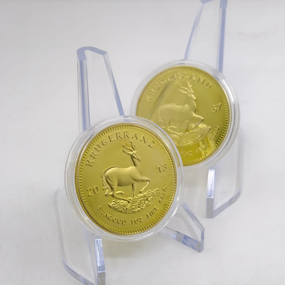 Moneda Clásica de Oro Krugerrand de Sudáfrica de 1 Onza, Monedas Coleccionables de Hierro de Sudáfrica, Monedas Exquisitas con Cápsula para Coleccionistas