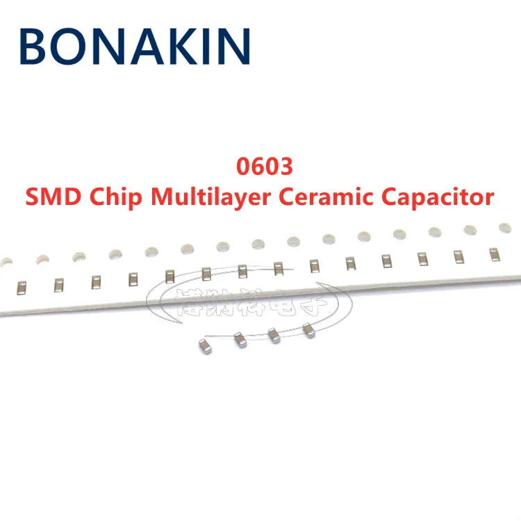 Capacitor cerâmico multicamadas, microplaqueta de SMD, 0603, 6.8NF, 50V, 100V, 250V, 10% 682K, X7R, 1608, 100 PCes