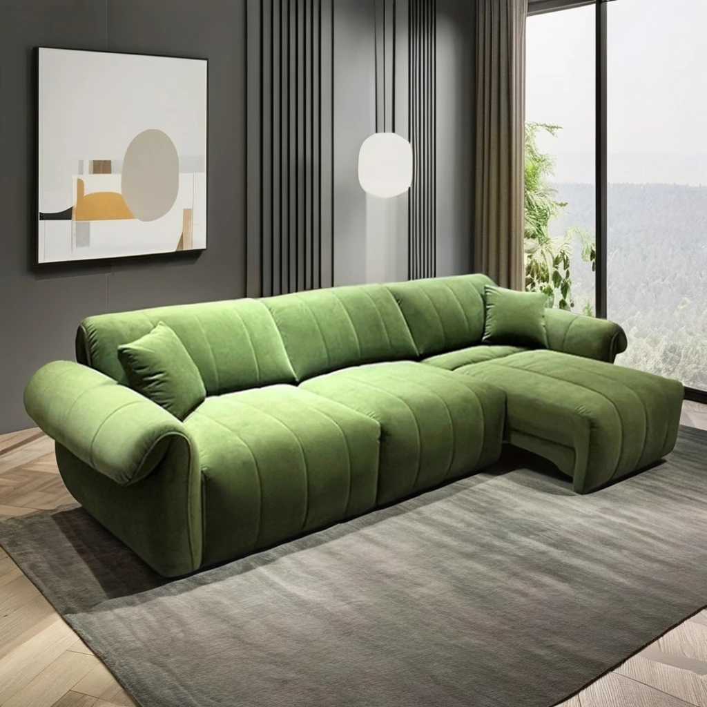 Small Apartments Multifunctional Double Folding Sofa Bed Dark Green Velvet Fabric Set Sitting Lying Octopus Electric Sofa Villas