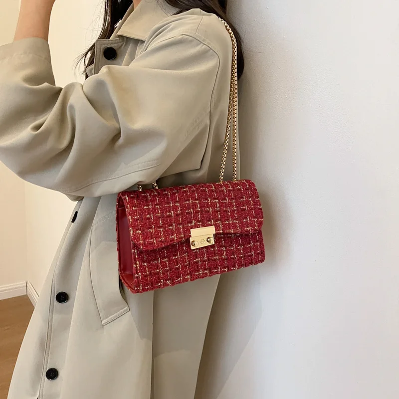 New Fashion Luxury Plaid Women Bag Chic Chain Strap Crossbody Underarm borse a tracolla piccola borsa a tracolla borsa da festa