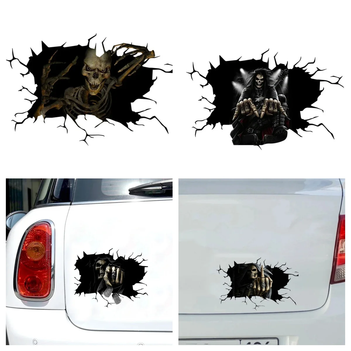 Personality Halloween Car Stickers  Floor Wall Skeleton Horror Sticker Caravan Accessories Products Vinyl Decals Decorative