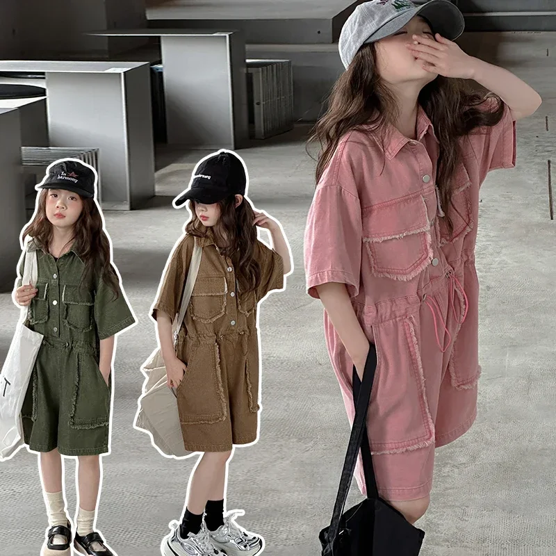 

Hip Hop Kids Clothing for baby girls Boys Casual One-piece Suit shorts overalls Loose Jumpsuit Rompers Big Childrens Cargo Pants