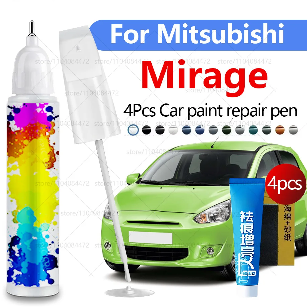 

Ручка для ремонта автомобильной краски для Mitsubishi Mirage 1978-2025 гг., аксессуары для ремонта царапин, 4 шт., серый A39, серебристо-белый W13, черный X37