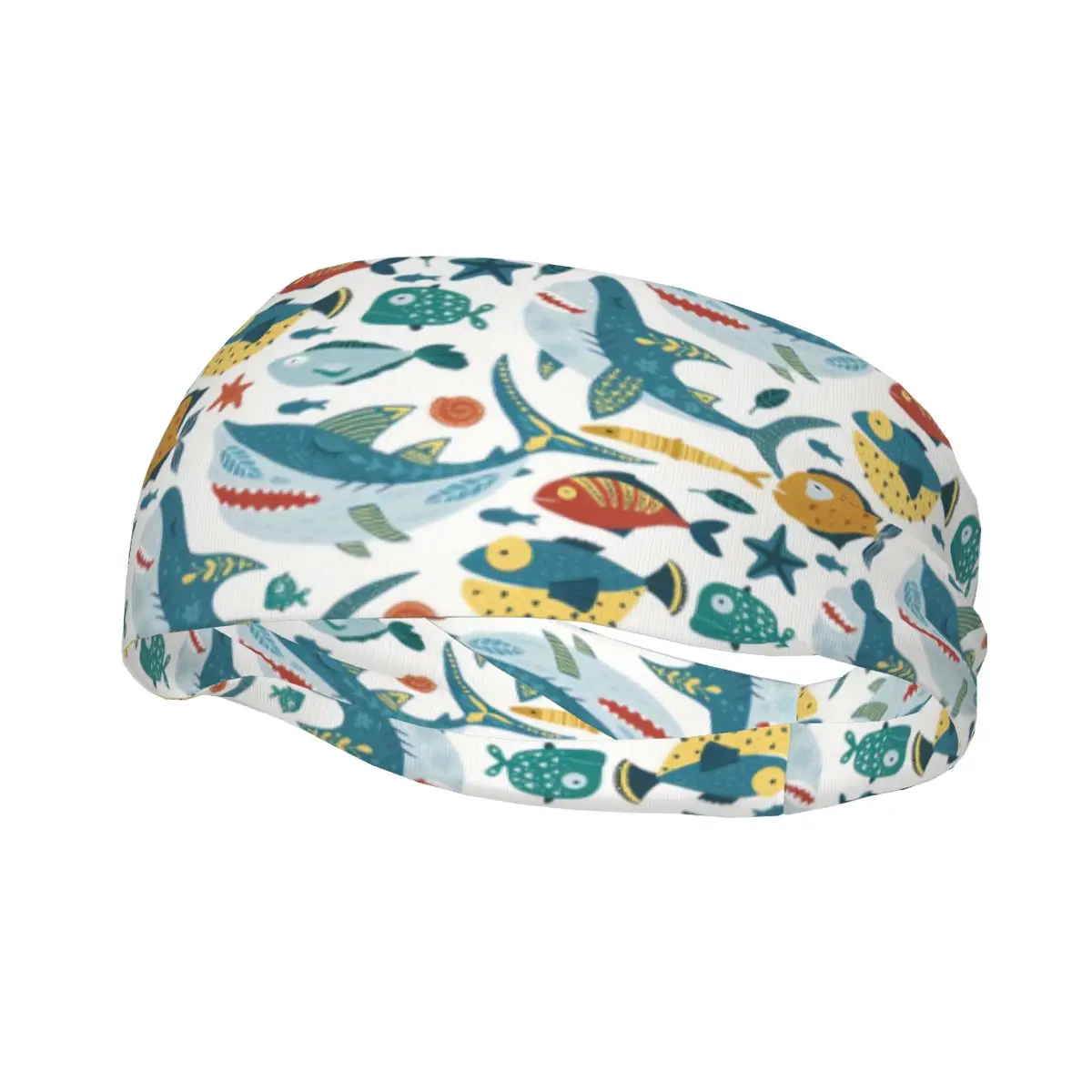 

Sports Headband Portable Hair Band Funny Shark Fish In Scandinavian Style Hair Wrap Brace Running Exercising Sweatband