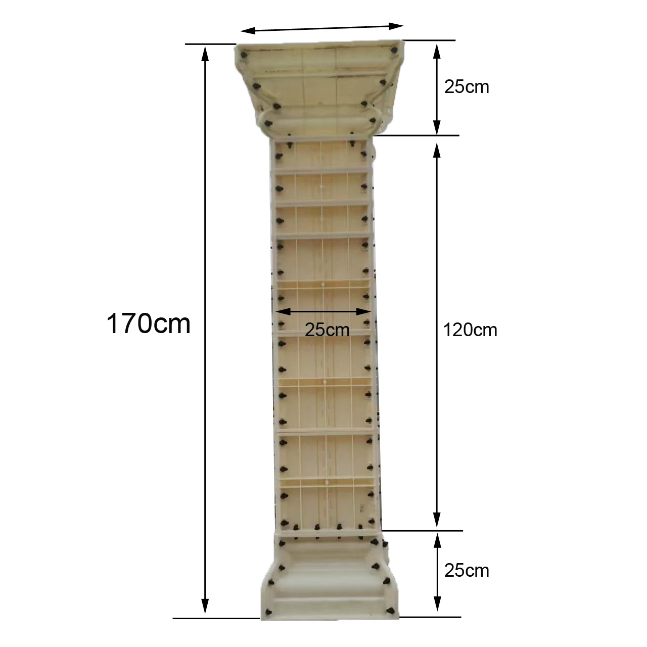 Square Recessed Pattern Decorative Pillar, 25cm Diameter 170cm Tall, Ornate Recurring Pattern Square Column, Indoor Outdoor Gard