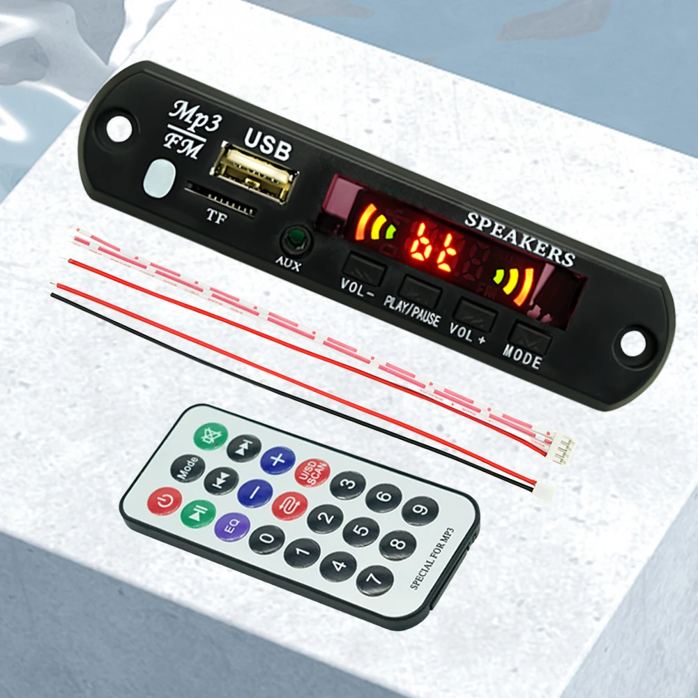 Placa decodificadora de reproductor MP3 de 5/12V, USB, TF, Radio FM, Compatible con Bluetooth 5,0, módulo de reproductor de música inalámbrico, Audio sin pérdidas para coche
