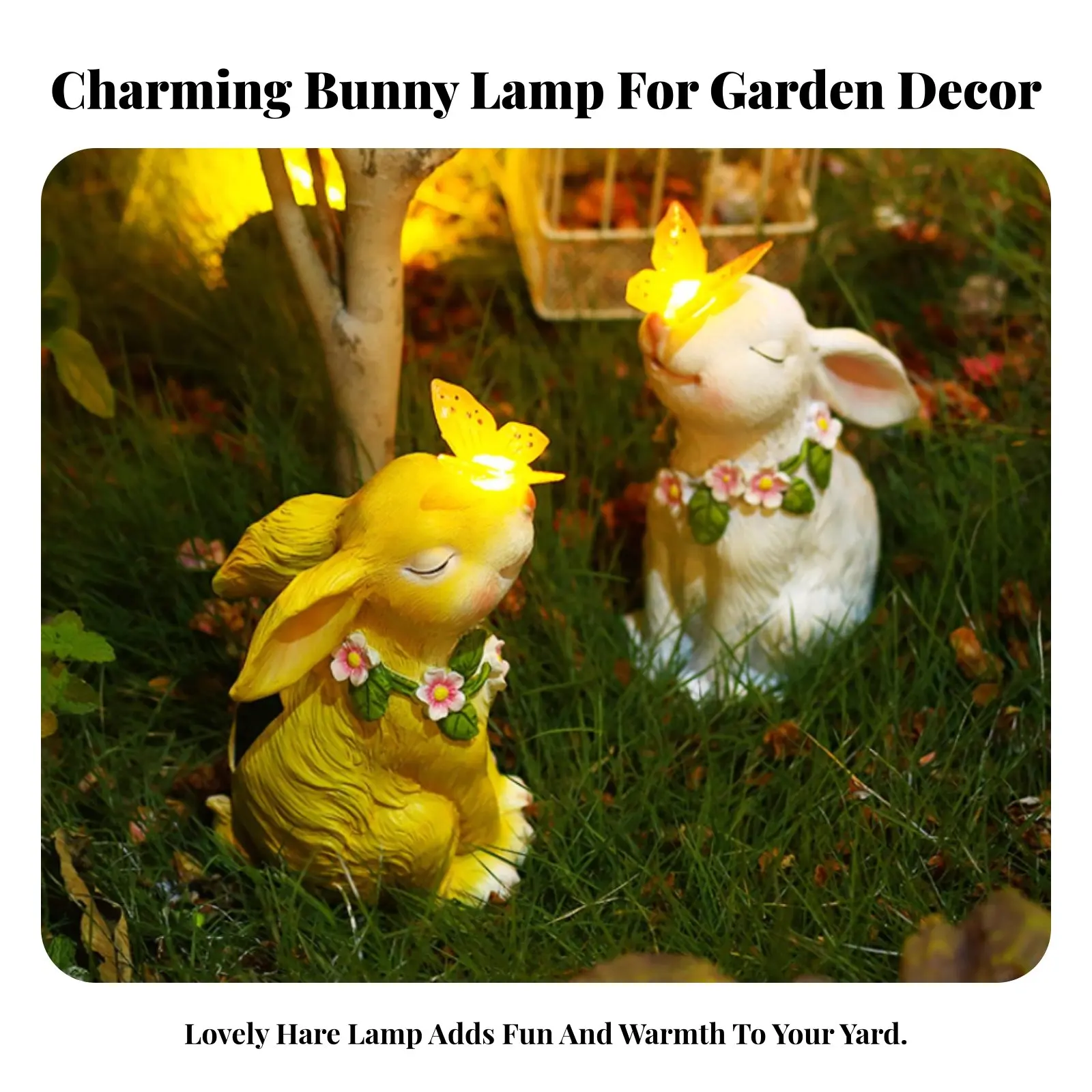 

Солнечная лампа-фигурка Заяц с автоматическим включением/выключением, на солнечной энергии, из смолы, для сада, балкона, патио