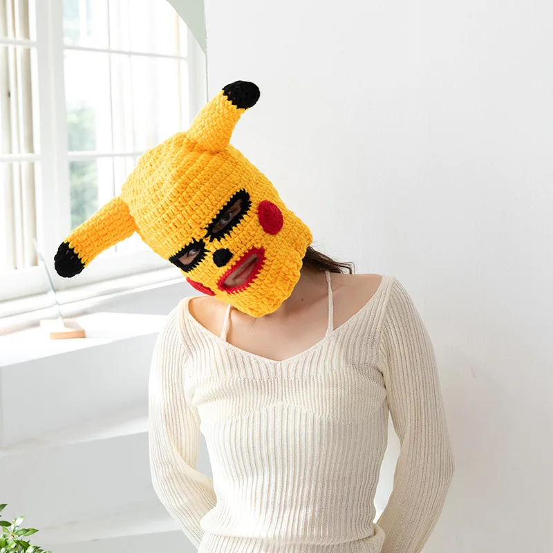 Zabawne kapelusze cosplay na Halloween, ręcznie robione na szydełku unisex, maski-kapelusze, urocze, personalizowane wełniane opaski na głowę, ręcznie robione na imprezę wieczorową.