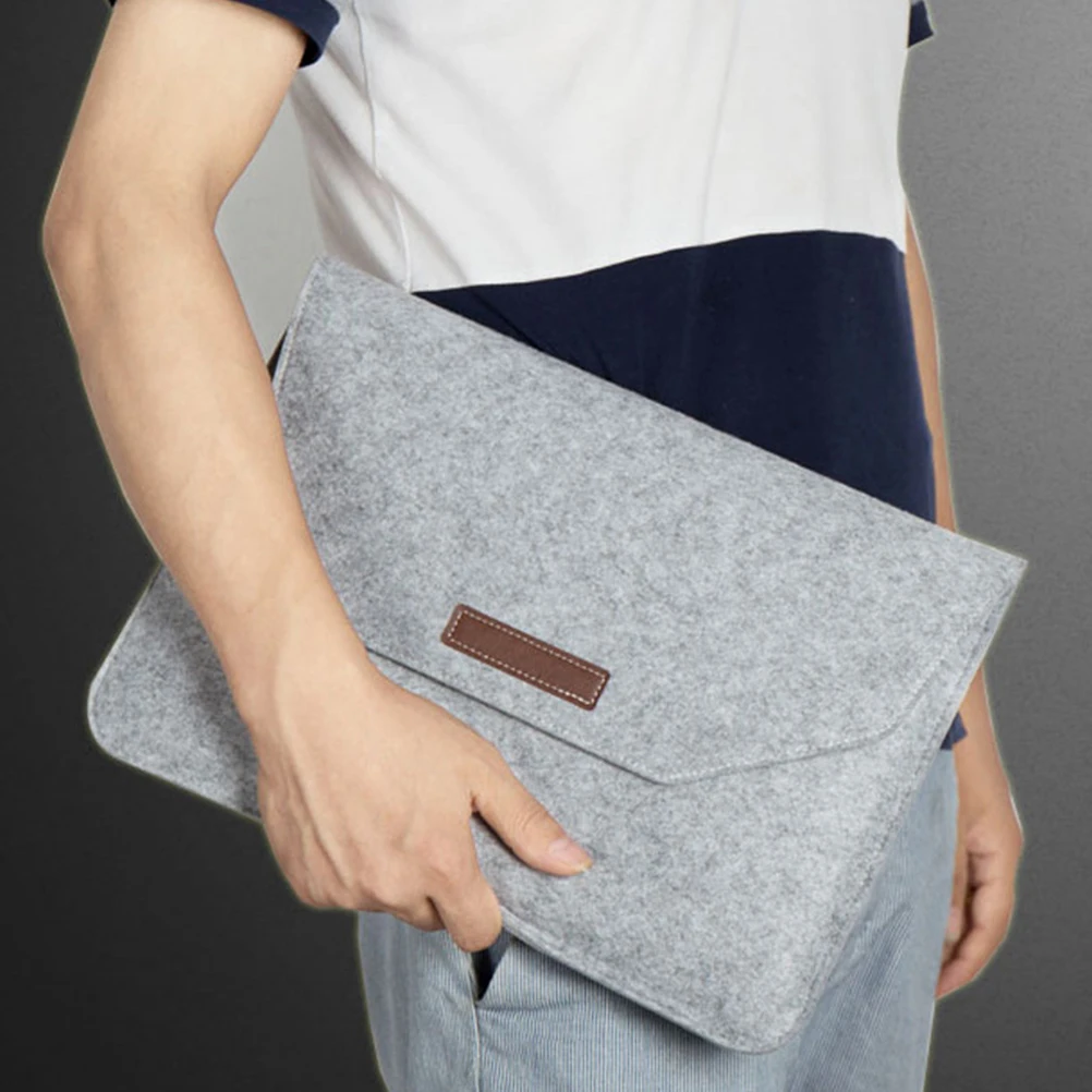 

Laptop Protection Case Handbag Simple Design Large Capacity Felt Material Soft Lining Wear Resistant Anti Slip Shock Resistant