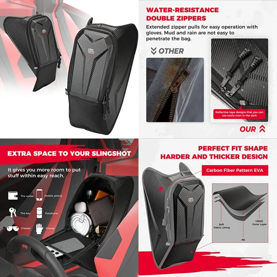 

Center Console Storage Bag Compatible with Polaris Slingshot 2015-2026, Waterproof Fits S SL SLR R GT Carbon Fiber Texture Shou