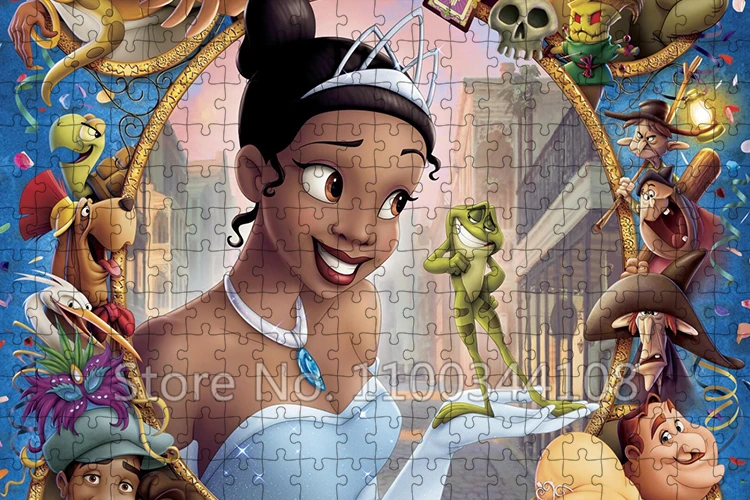 Disney 300/500/1000 Pieces Puzzles The Princess and The Frog Jigsaw Puzzle Educational Toys for Children Intellectual Game Gifts