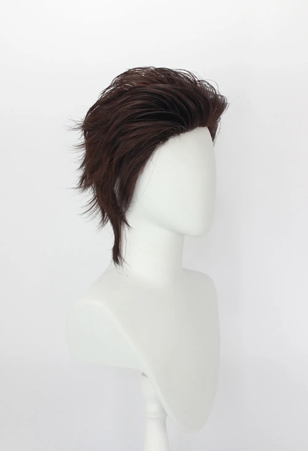 Wig Cosplay Gintama Isao Kondo Rambut Kostum Anime Gaya Ujung Terbalik Coklat Tua